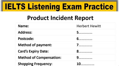 Listening Practice Test with Product Incident Report and Sales.